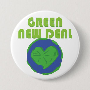 Badge Rond 7,6 Cm Green New Deal Love Earth Heart