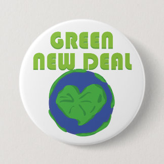 Badge Rond 7,6 Cm Green New Deal Love Earth Heart