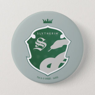Badge Rond 7,6 Cm Green SLYTHERIN™ Outlined Crowned Crest
