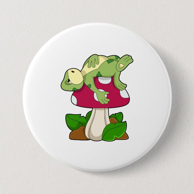Badge Rond 7,6 Cm Grenouille au coucher du champignon (Devant)