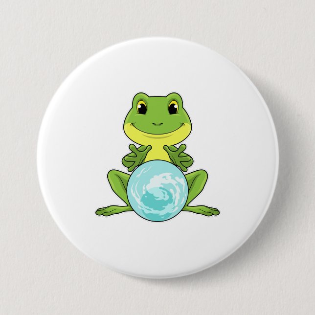 Badge Rond 7,6 Cm Grenouille avec boule de cristal (Devant)