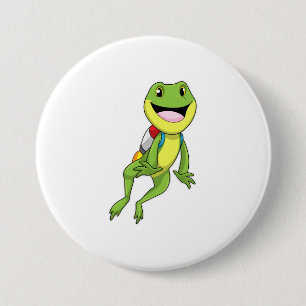 Badge Rond 7,6 Cm Grenouille avec Jetpack