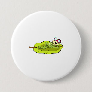 Badge Rond 7,6 Cm Grenouille avec lunettes de soleil