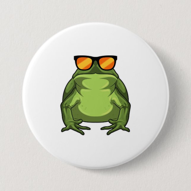 Badge Rond 7,6 Cm Grenouille avec lunettes de soleil (Devant)