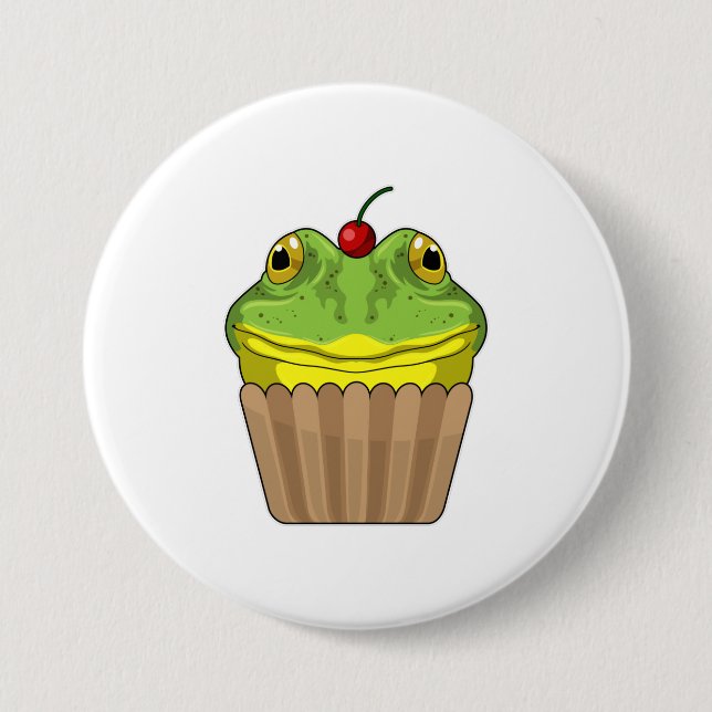 Badge Rond 7,6 Cm Grenouille avec muffin (Devant)