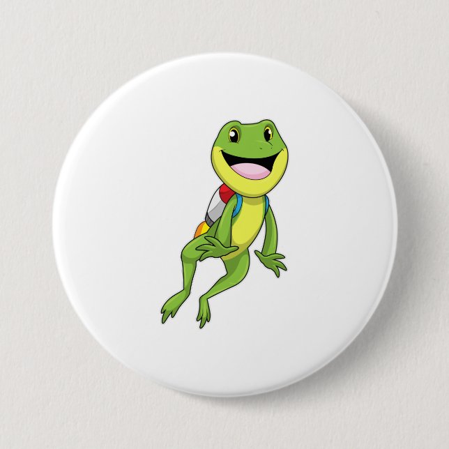 Badge Rond 7,6 Cm Grenouille avec Réacteur dorsal (Devant)