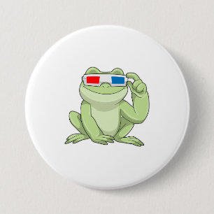 Badge Rond 7,6 Cm Grenouille Glasses