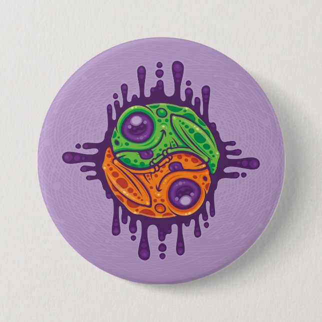 Badge Rond 7,6 Cm Grenouille séchée Trippy Yin Yang (Devant)