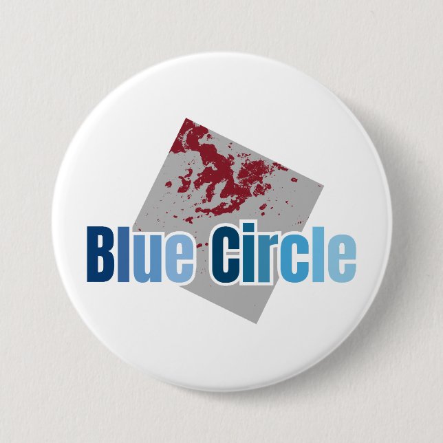 Badge Rond 7,6 Cm Grey Square with Red Stain and Blue Circle Text (Devant)