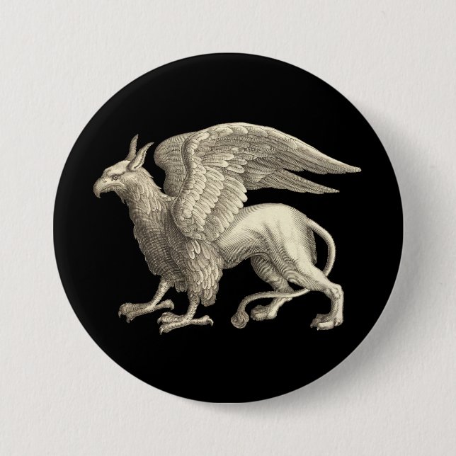 Badge Rond 7,6 Cm Griffon médiéval de la Renaissance (Devant)