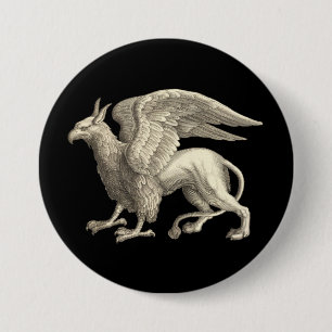 Badge Rond 7,6 Cm Griffon médiéval de la Renaissance
