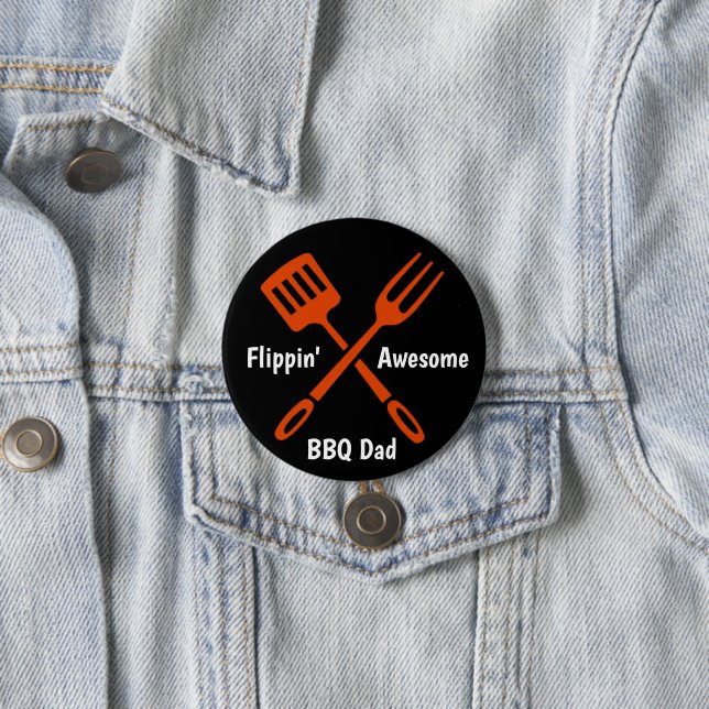 Badge Rond 7,6 Cm Grill Master Papa BBQ (En situation)