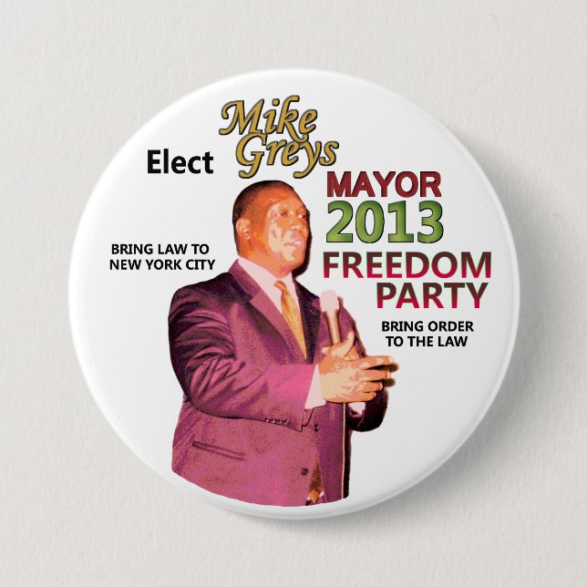 Badge Rond 7,6 Cm Gris de Mike pour le maire 2013 de NYC (Devant)