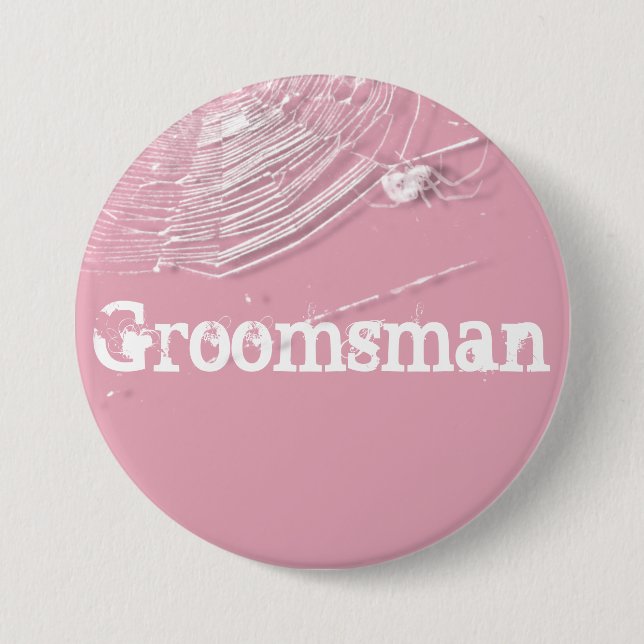 Badge Rond 7,6 Cm Groomsman de Cobwebs et d'araignées blanches (Devant)
