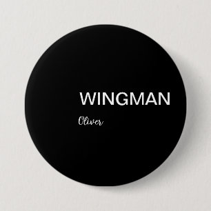 Badge Rond 7,6 Cm Groomsman Wingman Personnel noir blanc