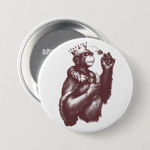 Badge Rond 7,6 Cm Gros Chimpin' (Monochrome)