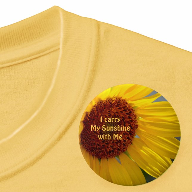 Badge Rond 7,6 Cm Gros Tournesol brillant Vibes positives Floral (Créateur téléchargé)