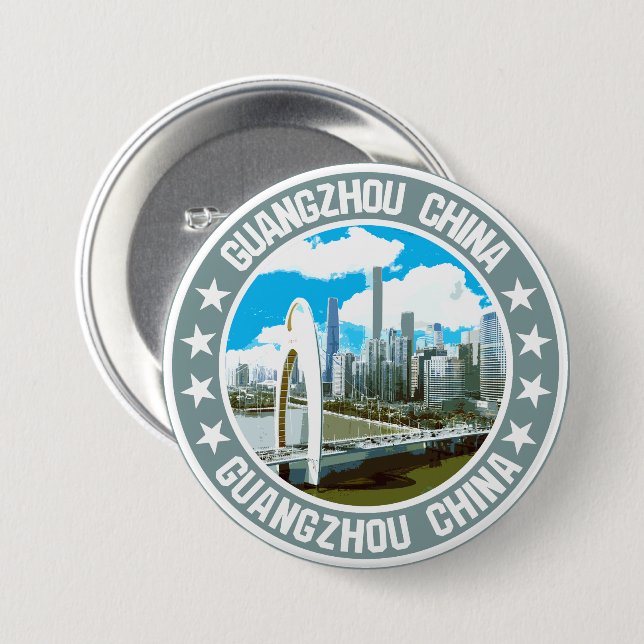 Badge Rond 7,6 Cm Guangzhou (Devant & derrière)
