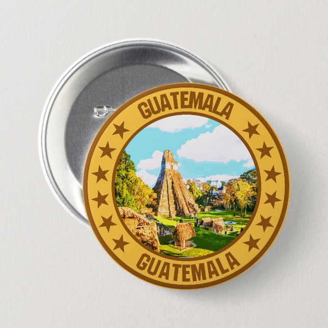 Badge Rond 7,6 Cm Guatemala (Devant & derrière)