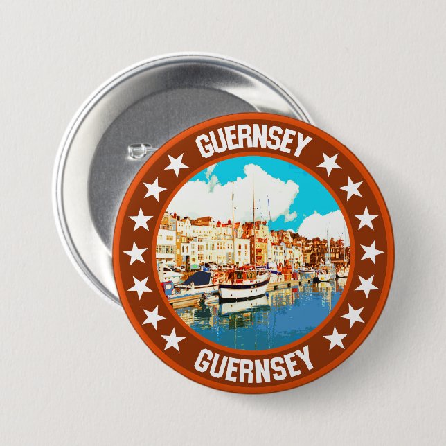 Badge Rond 7,6 Cm Guernesey (Devant & derrière)