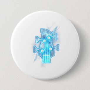 Badge Rond 7,6 Cm Guitar Lover Head of A Bass Guitar Player
