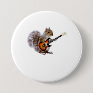 Badge Rond 7,6 Cm Guitare Lover Écureuil Jouant de la guitare