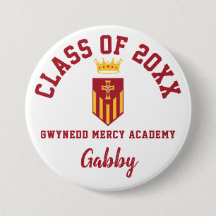Badge Rond 7,6 Cm Gwynedd Mercy Academy Bouton Logo Sports Personnal