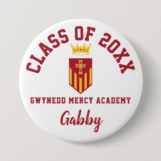 Badge Rond 7,6 Cm Gwynedd Mercy Academy Bouton Logo Sports Personnal (Devant)