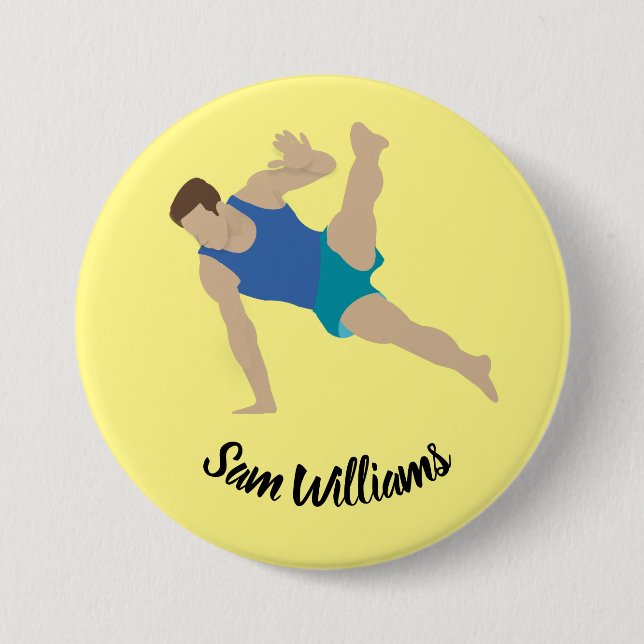 Badge Rond 7,6 Cm Gymnaste masculin (Devant)