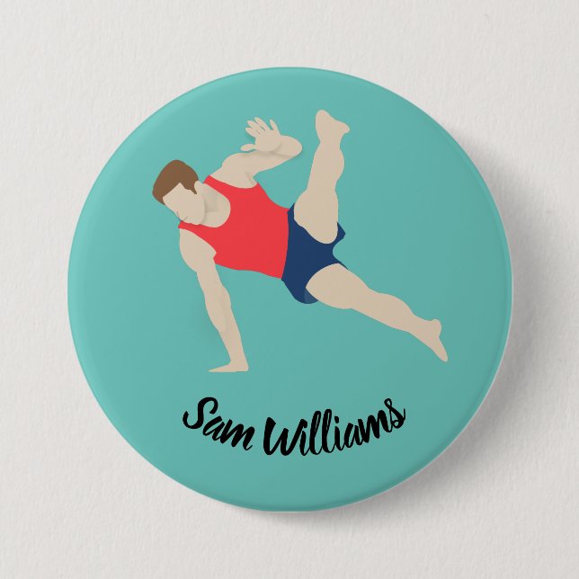 Badge Rond 7,6 Cm Gymnaste masculin (Devant)