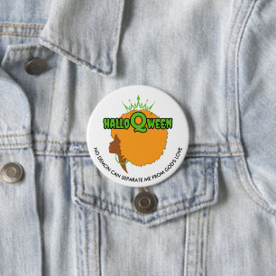 Badge Rond 7,6 Cm HALLOQWEEN Afro Queen Halloween élégant