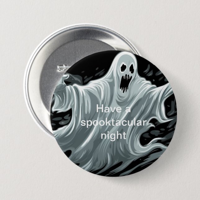 Badge Rond 7,6 Cm Halloween Ghost Pin (Devant & derrière)