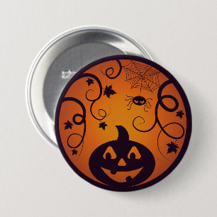 Badge Rond 7,6 Cm Halloween Jack-o'-lantern citrouille visage et ara
