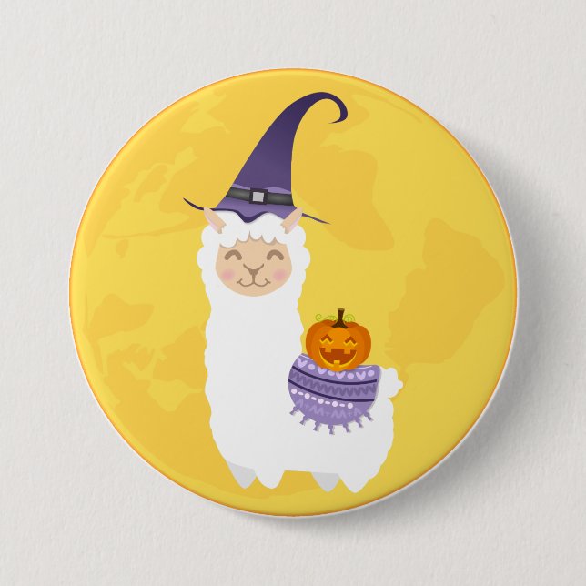 Badge Rond 7,6 Cm Halloween Llama (Devant)
