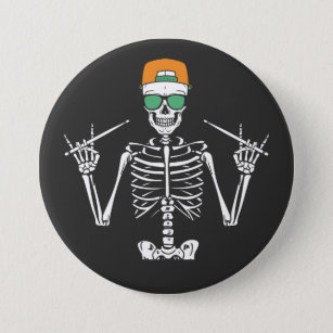 Badge Rond 7,6 Cm Halloween Skeleton Rock Main Jouer des tambours ro
