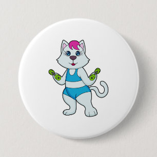 Badge Rond 7,6 Cm Haltère de fitness pour chat