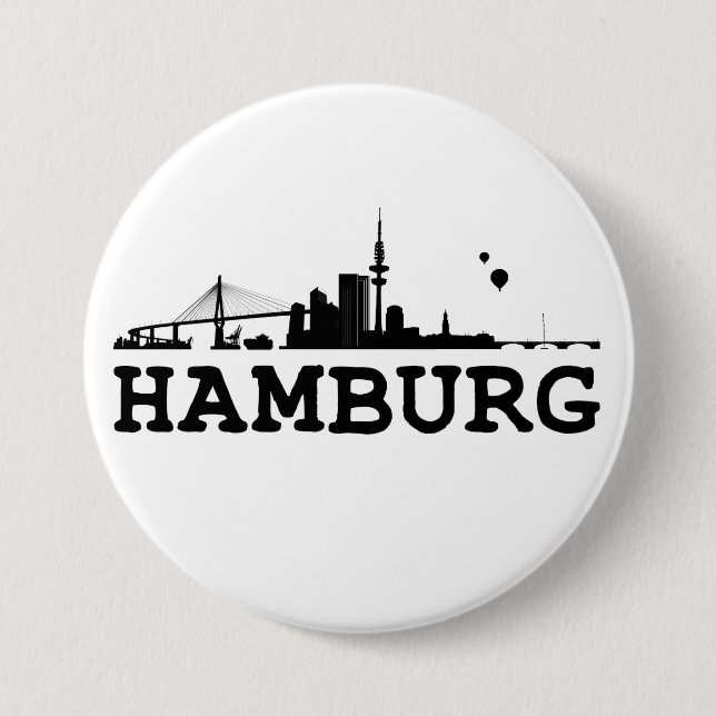 Badge Rond 7,6 Cm Hambourg Button / Feker / Pin (Devant)