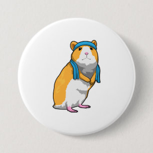 Badge Rond 7,6 Cm Hamster à Fitness avec serviette