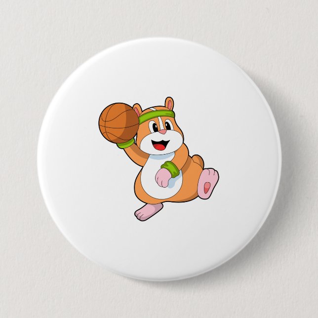 Badge Rond 7,6 Cm Hamster as Basketball player (Devant)