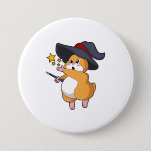 Badge Rond 7,6 Cm Hamster as Wizard with Magic mur