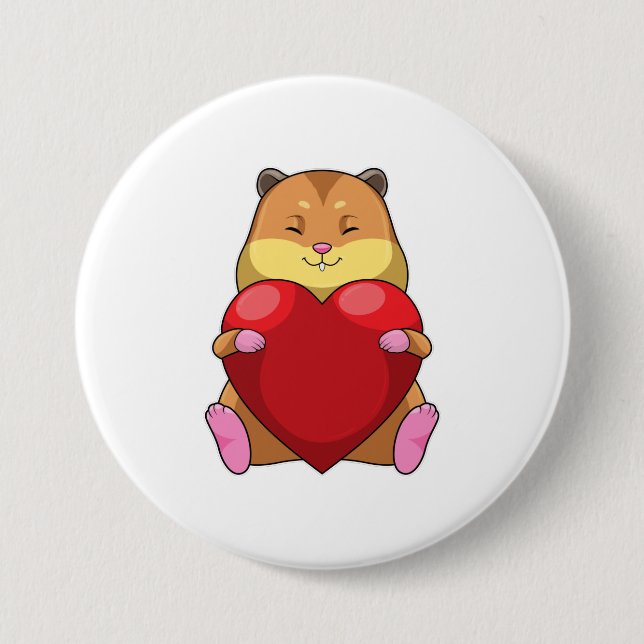 Badge Rond 7,6 Cm Hamster au coeur (Devant)