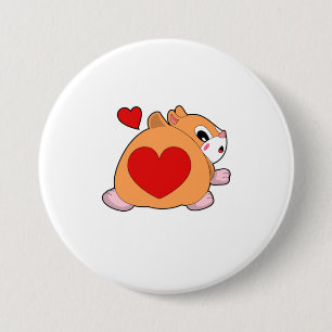 Badge Rond 7,6 Cm Hamster au coeur