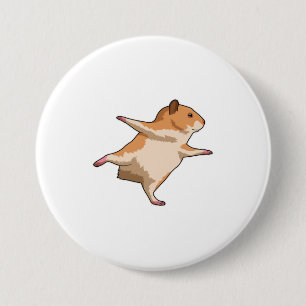 Badge Rond 7,6 Cm Hamster au Yoga Stretching Legs