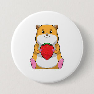 Badge Rond 7,6 Cm Hamster aux fraises