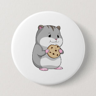Badge Rond 7,6 Cm Hamster avec Cookie