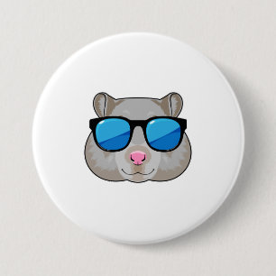 Badge Rond 7,6 Cm Hamster avec lunettes de soleil