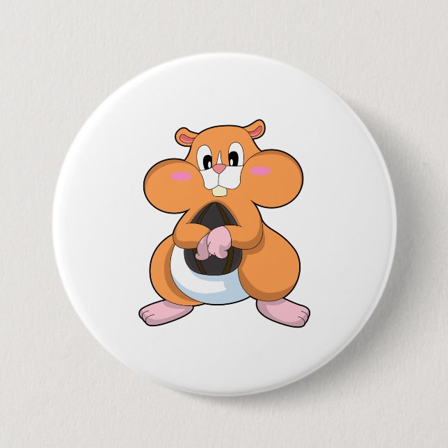 Badge Rond 7,6 Cm Hamster avec noix (Devant)