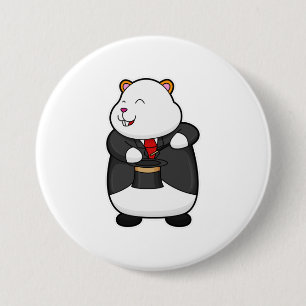 Badge Rond 7,6 Cm Hamster en magicien avec baguette magique et Casqu