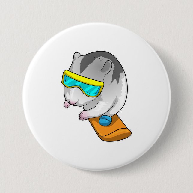 Badge Rond 7,6 Cm Hamster Snowboard Snowboard (Devant)