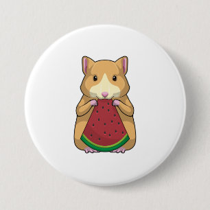 Badge Rond 7,6 Cm Hamster with Watermelon